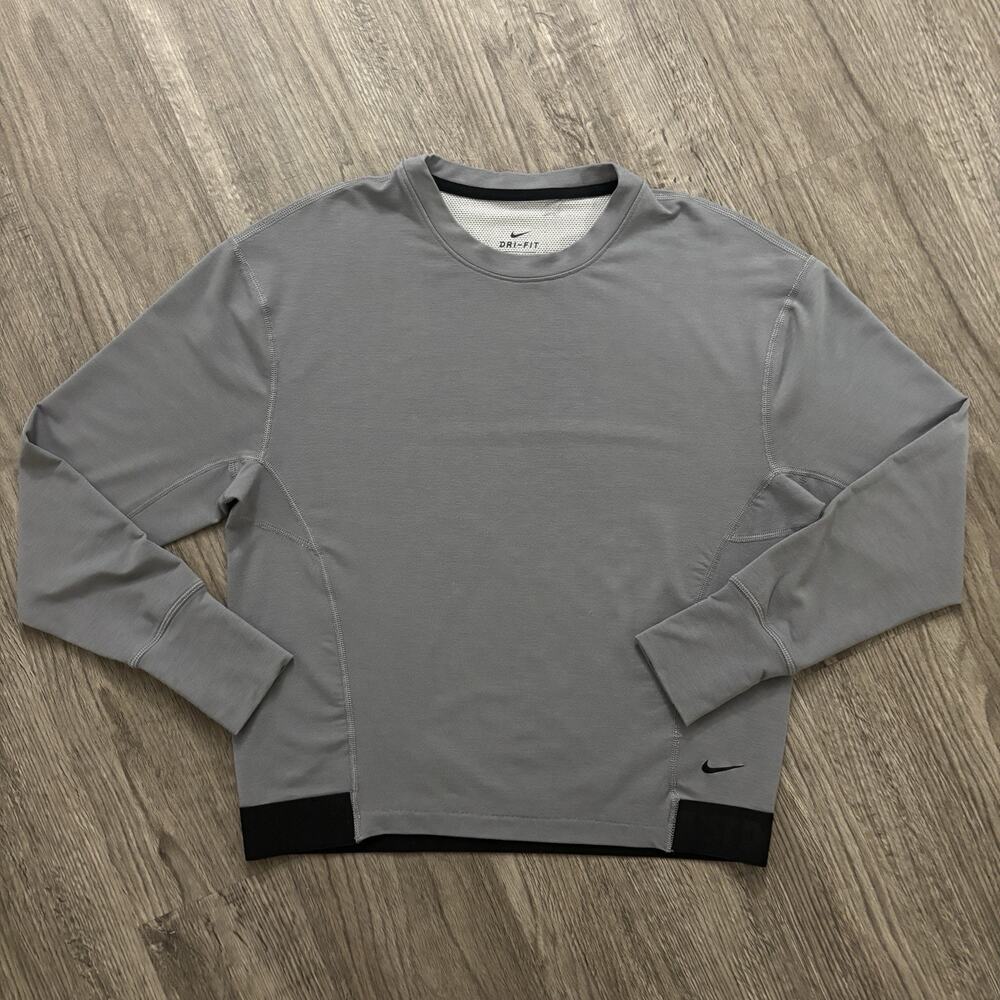 Nike Dri-Fit Long Sleeve Shirt Gray Unisex Small Athletic Training Gym Top